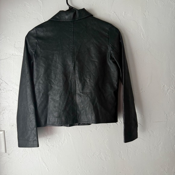 The Childrens Place Black Faux Leather Moto Jacket Kids Size 10 12 - Picture 6 of 9